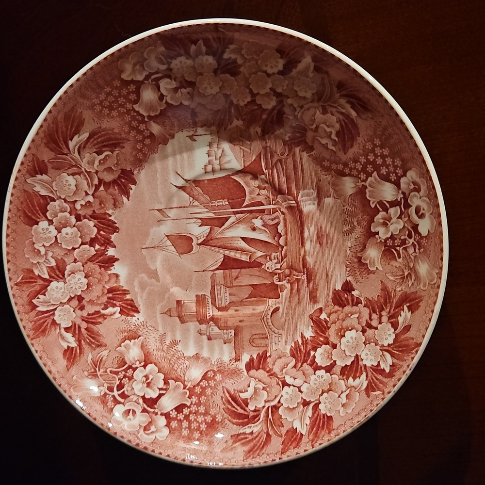 VTG Wedgwood Ferrara Pink Red Transferware Bowls Etruria England, Set  of 3
